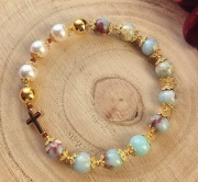 Różaniec na rękę - dziesiątka różańca - bransoletka z krzyżem