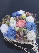 Stroik kompozycja nagrobna wiązanka sztuczne róże serce dla mamy 