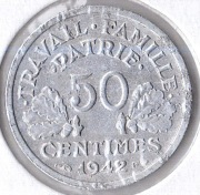 FRANCJA VICHY , 50 centimes 1942, KM# 914.1, VF