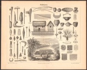 ARCHEOLOGIA BUDOWLE NA PALACH litografia z 1888 r