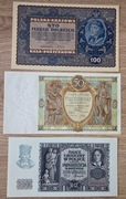 Zestaw 3 banknotów polska 1919 - 1940