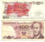 banknot 100 zł PRL Ludwik Waryński 1988 stan używany