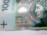 Banknot 100zł obiegowy .Seria zastępcza YK.