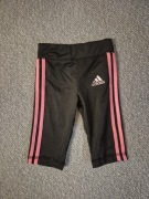 Adidas legginsy niemowlęce czarne różowe paski brokat logo śliskie 74 80