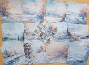 kartki 24szt. zimowe pejzaże scrapbooking
