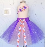 Spódniczka tutu błyszcząca tiul Roszpunka tiulowa przebranie urodziny bal