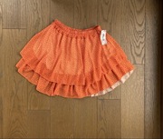 Szyfonowa spódniczka mini pomarańczowa w kropki falbanki Nowa włoska