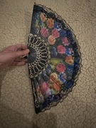 Wachlarz w kwiaty, kolorowy z materiału