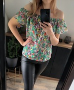 Damska bluzka hiszpanka kwiaty lekka M