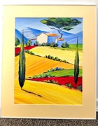 Obraz pejzaż Toskania styl | ręcznie malowany . Wymiary:  50 x 61 cm