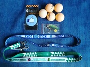 Smycz Warta, brelok John Deere, przypinka - różne