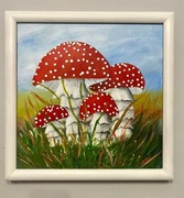 Grzyby – Obraz ręcznie malowany, akryl 30x30 