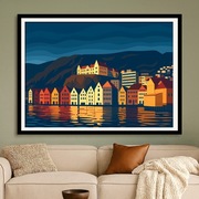 Norwegia –  Bergen plakat w stylu art deco 60x40cm
