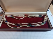 Naszyjnik perły kamienie szlachetne złoto 875  