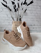 Sneakersy khaki na grubej podeszwie 37