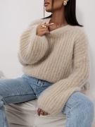 sweter Yarn Cocomore beżowy beż 81% kid moher rękaw dzwonek premium