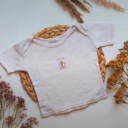 Bluzka bluzeczka jasna różowa bawełniana 80 krótki rękaw t-shirt