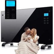 Elektryczny Grzejnik Konwektorowy Szklany 2000W Czarny Ścienny Heltes