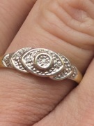 Złoty pierścionek z diamentami, Old mine cut .zaręczynowy