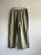 H&M spodnie damskie Iniane khaki 100 % len L XL