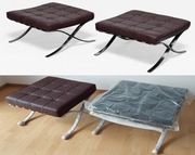 Podnóżek, Stool Barcelona, van der Rohe - skóra, ciemny brąz, dwie sztuki