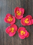 Bratki malinowe  na szydełku kordonek zestaw 