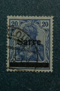 Znaczek pocztowy niemiecki, unikat, błąd w druku Sarre, 20 pfennig.