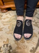 Klapki Bocatto,  skóra naturalna,  czarny  zamsz z góry,  rozmiar 41