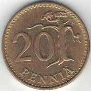 Finlandia 20 pennia 1963 - 22 mm - nr 1