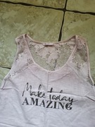 Sukienka   pudrowy róż len z koronką