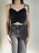 Czarny koronkowy crop top na ramiączkach rozm. S FB Sister