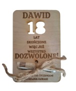Kartka ze sklejki na 18 urodziny z dowolnym grawerem