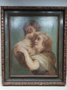 Stary obraz namalowany na płótnie barok 90x107cm