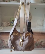 Torebka massimo contti czekoladowa na łańcuszku kłódka złote elementy hit