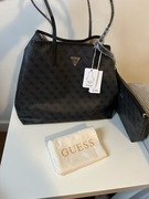 Guess Vicctoria grafitowo czarna torba torebka shopper na ramię saszetka