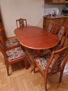 Luksusowy stół rokladany kolor klon/wisnia + 6 krzeseł