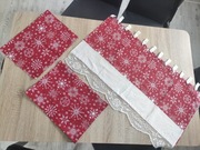 Dwie serwetki i zazdroska firanka świąteczna komplet gwiazdka bawelna