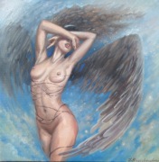 AKT KOBIETA  ANIOŁ - 40X40 olej płótno