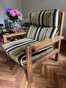 Skandynawski solidny, drewniany fotel