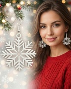 Kolczyki Białe Płatki Śniegu - Bigle Posrebrzane, Antyalergiczne