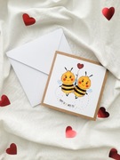 Kartka walentynkowa z pszczółkami (z kopertą) "happy to BEE with you"