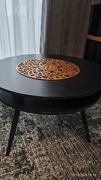 Okrągły stolik kawowy, czarna ława z półką FREDO średnica 70 cm 