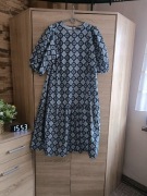 Bawełniana długa maxi sukienka z szerokimi rękawami 