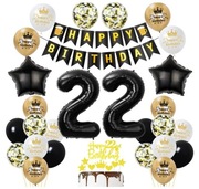 Zestaw balonów na 22 urodziny dla mężczyzny czarno złoty baner nowy