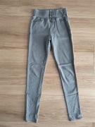 oliwkowe spodnie legginsy tregginsy elastyczne wysoki stan * 36 S