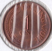 SINGAPUR 1 cent 1977, KM# 1a, AU, magnetyczna
