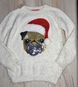 355* primark Świąteczny sweter włochaty cekinowy piesek 8/9 lat_128/134 cm