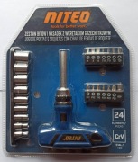 Zestaw bitów i nasadek z wkrętakiem grzechotkowym 24 elementy