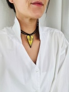 Naszyjnik szklany Żółty Amulet "Trzecie oko" Witraż. Wisiorek Rękodzieło
