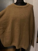 H&M sweter tunika oversize z wełną duży kasztanowy camel